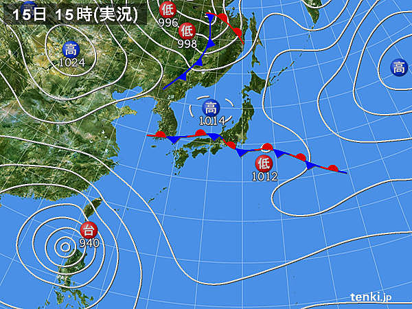 実況天気図(2018年09月15日)