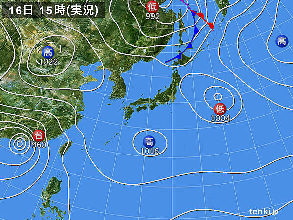 実況天気図(2018年09月16日)