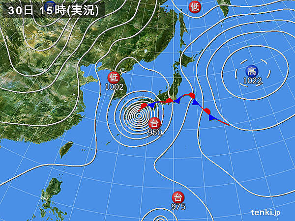 実況天気図(2018年09月30日)