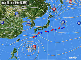 実況天気図(2018年10月03日)