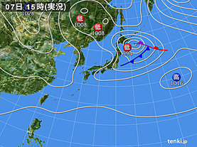 実況天気図(2018年10月07日)