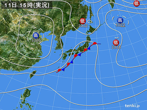 実況天気図(2018年10月11日)