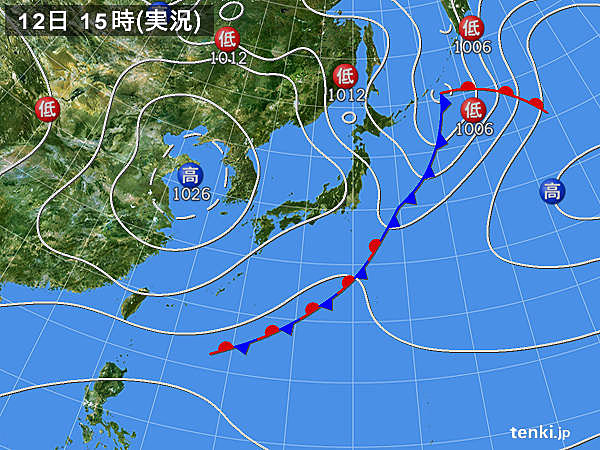 実況天気図(2018年10月12日)
