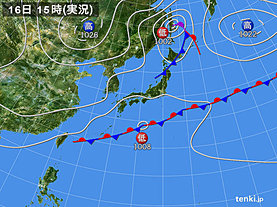 実況天気図(2018年10月16日)