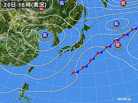 実況天気図(2018年10月20日)