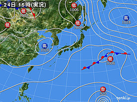 実況天気図(2018年10月24日)