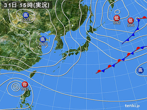 実況天気図(2018年10月31日)