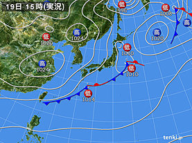 実況天気図(2018年11月19日)