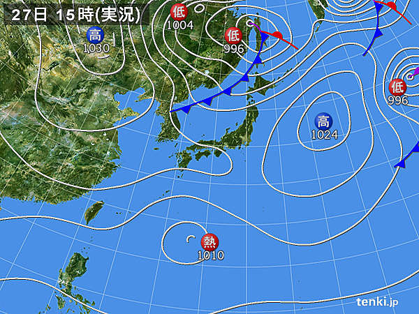 実況天気図(2018年11月27日)