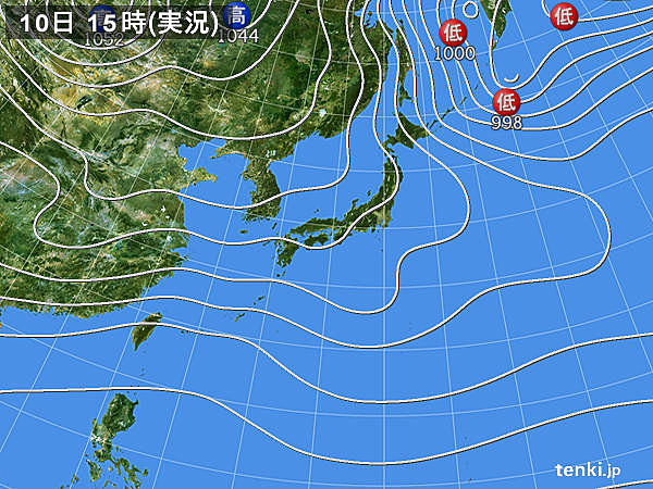 実況天気図(2018年12月10日)