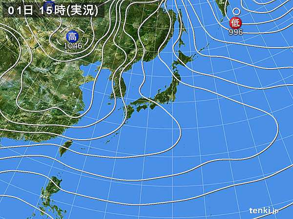 実況天気図(2019年01月01日)