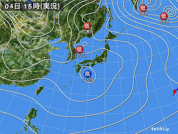 実況天気図(2019年01月04日)