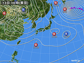 実況天気図(2019年02月13日)