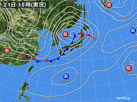 実況天気図(2019年03月21日)