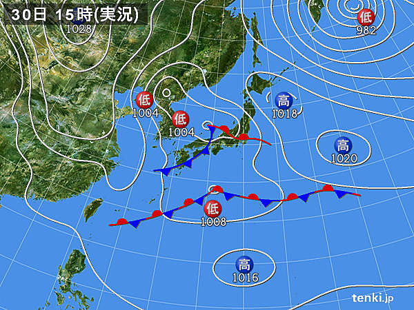 実況天気図(2019年03月30日)