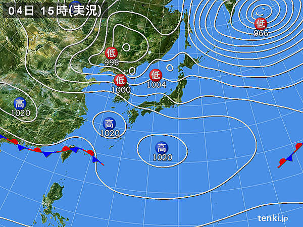 実況天気図(2019年04月04日)