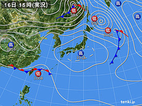 実況天気図(2019年04月16日)