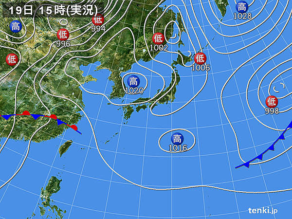 過去の実況天気図 19年04月19日 日本気象協会 Tenki Jp