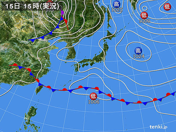 実況天気図(2019年05月15日)