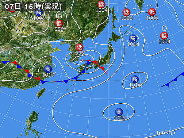 実況天気図(2019年06月07日)