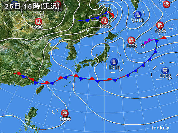 実況天気図(2019年06月25日)