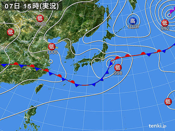 実況天気図(2019年07月07日)
