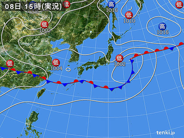 実況天気図(2019年07月08日)