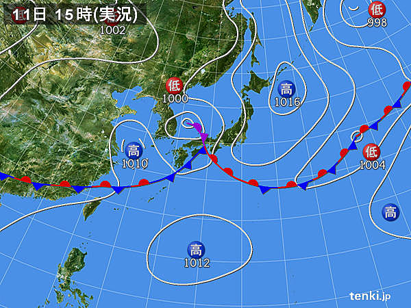 実況天気図(2019年07月11日)