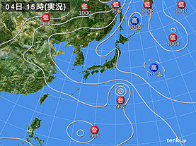 実況天気図(2019年08月04日)