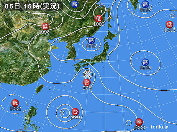 実況天気図(2019年08月05日)