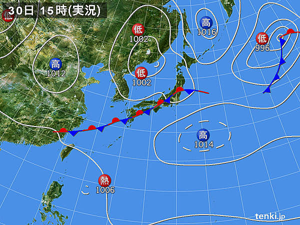 実況天気図(2019年08月30日)