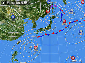 実況天気図(2019年09月19日)