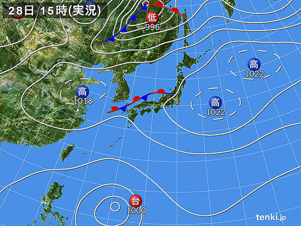 実況天気図(2019年09月28日)