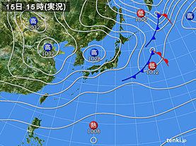 実況天気図(2019年10月15日)