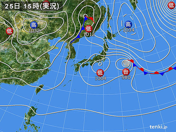 実況天気図(2019年10月25日)