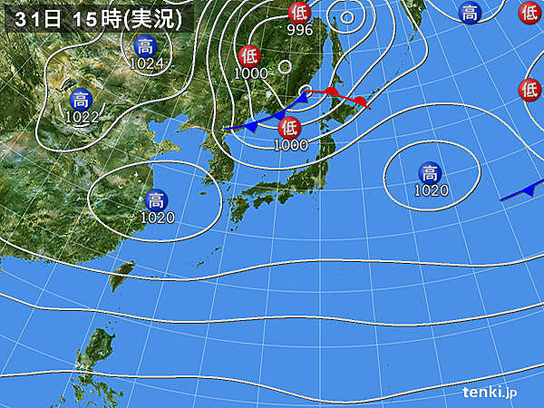 実況天気図(2019年10月31日)