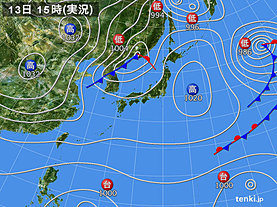 実況天気図(2019年11月13日)