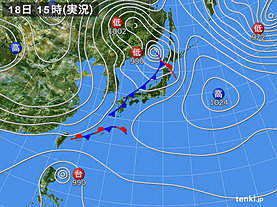 実況天気図(2019年11月18日)