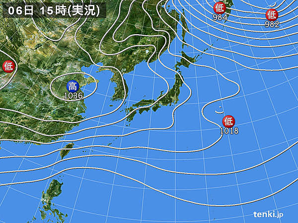 実況天気図(2019年12月06日)