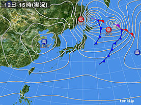 実況天気図(2019年12月12日)