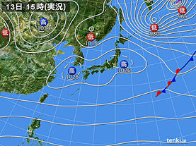 実況天気図(2019年12月13日)