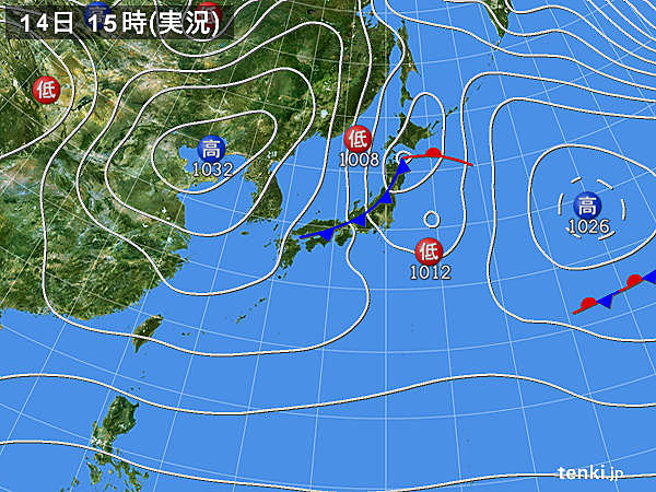 実況天気図(2019年12月14日)