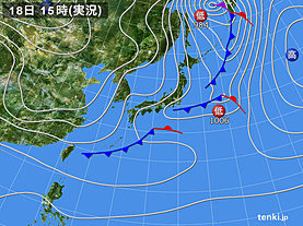 実況天気図(2019年12月18日)