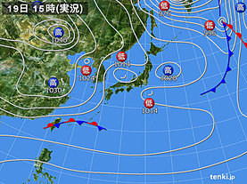 実況天気図(2019年12月19日)