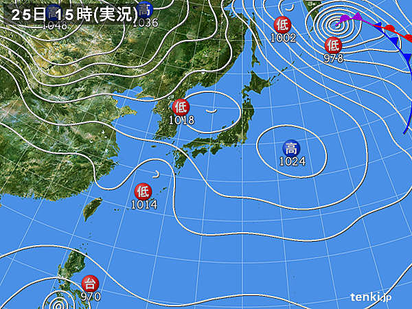 実況天気図(2019年12月25日)