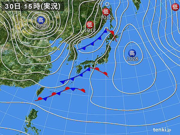 実況天気図(2019年12月30日)