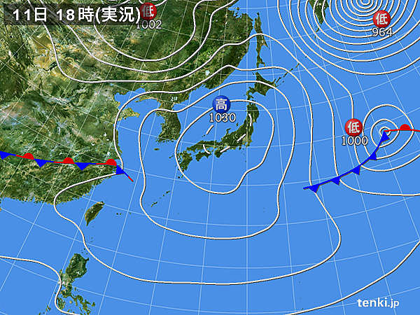 過去の実況天気図 年02月11日 日本気象協会 Tenki Jp
