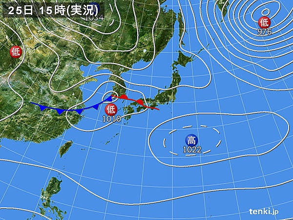 実況天気図(2020年02月25日)