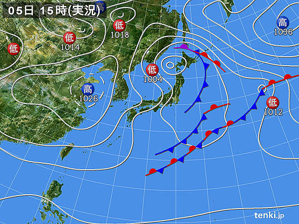 実況天気図(2020年04月05日)