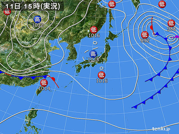 実況天気図(2020年04月11日)